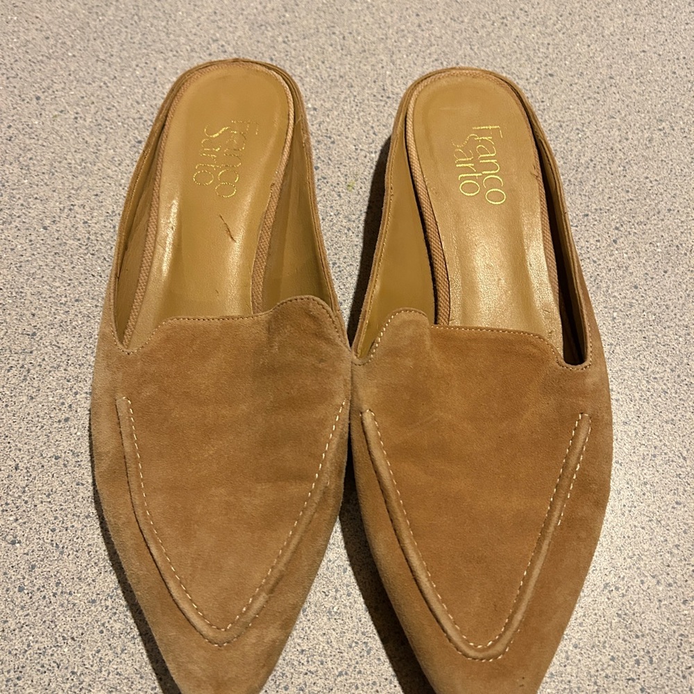 Franco Sarto Tan Suede Mules